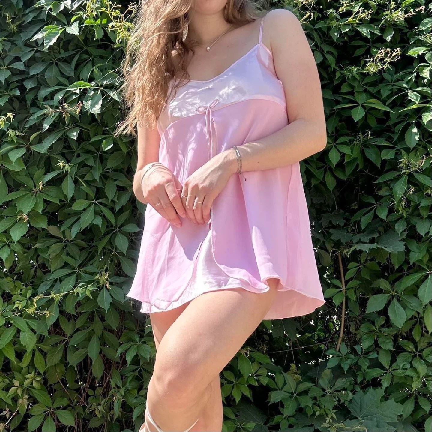Pink silky satin fairytale slip dress - photo 4