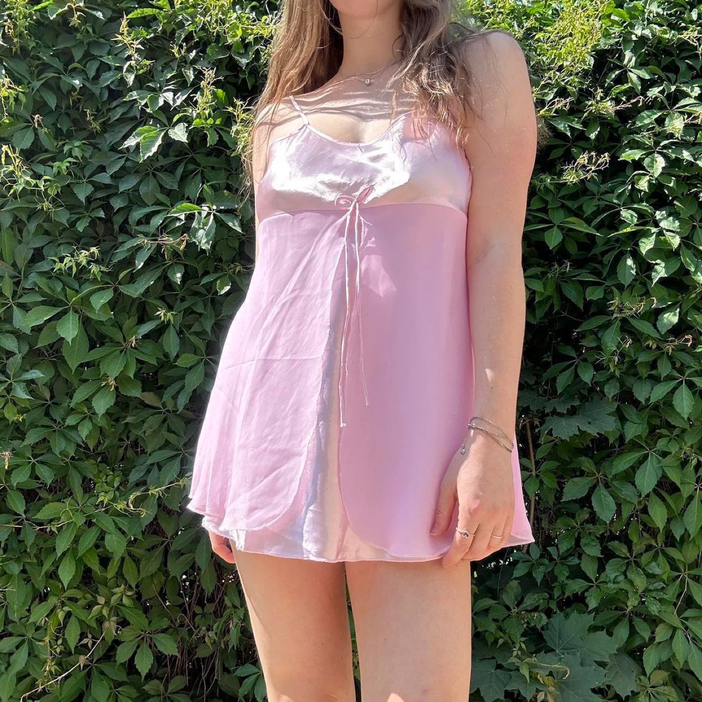 Pink silky satin fairytale slip dress - photo 5