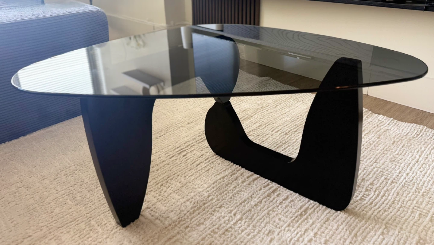 Coffee Table - Black Base, Smoked Glass Top