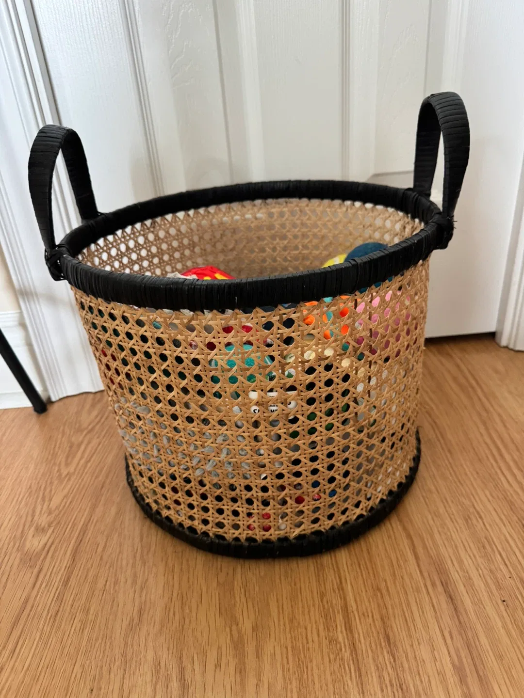 Rattan Basket with Black Trim thumbnail