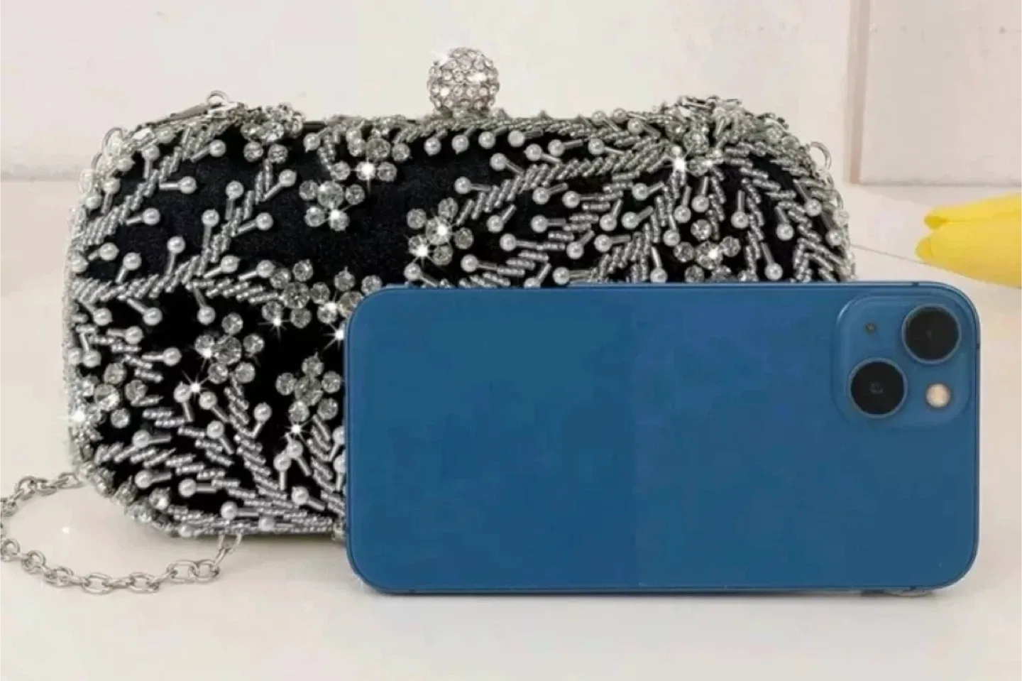 New Black Beaded Evening Clutch Bag image indicator(4)