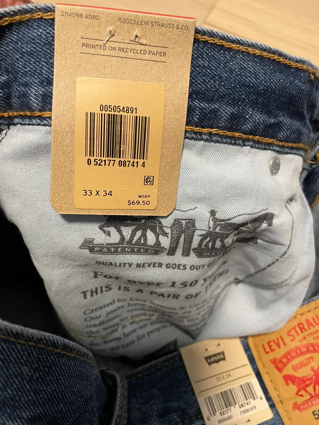 Men’s Levi’s 505 Jeans Regular Fit 33x34 New w Tags image indicator(4)