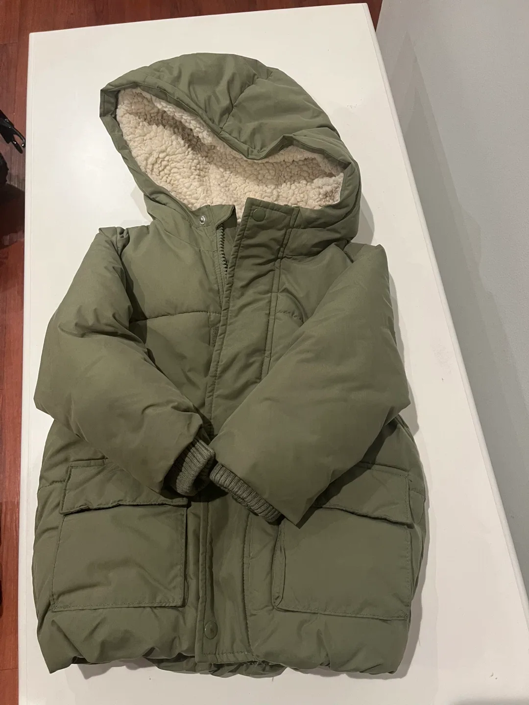Olive Green Puffer Jacket 2T thumbnail