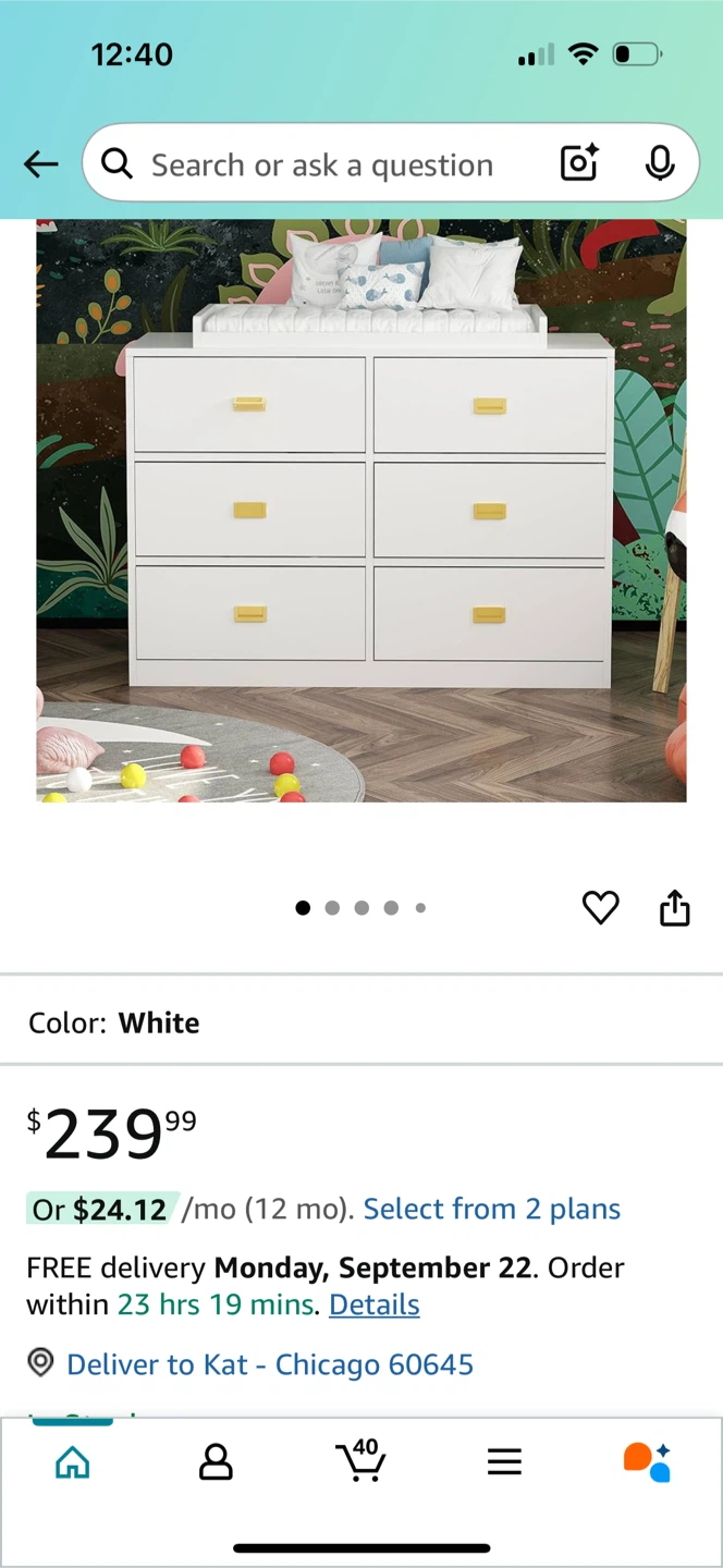 White 6-Drawer Dresser - photo 5
