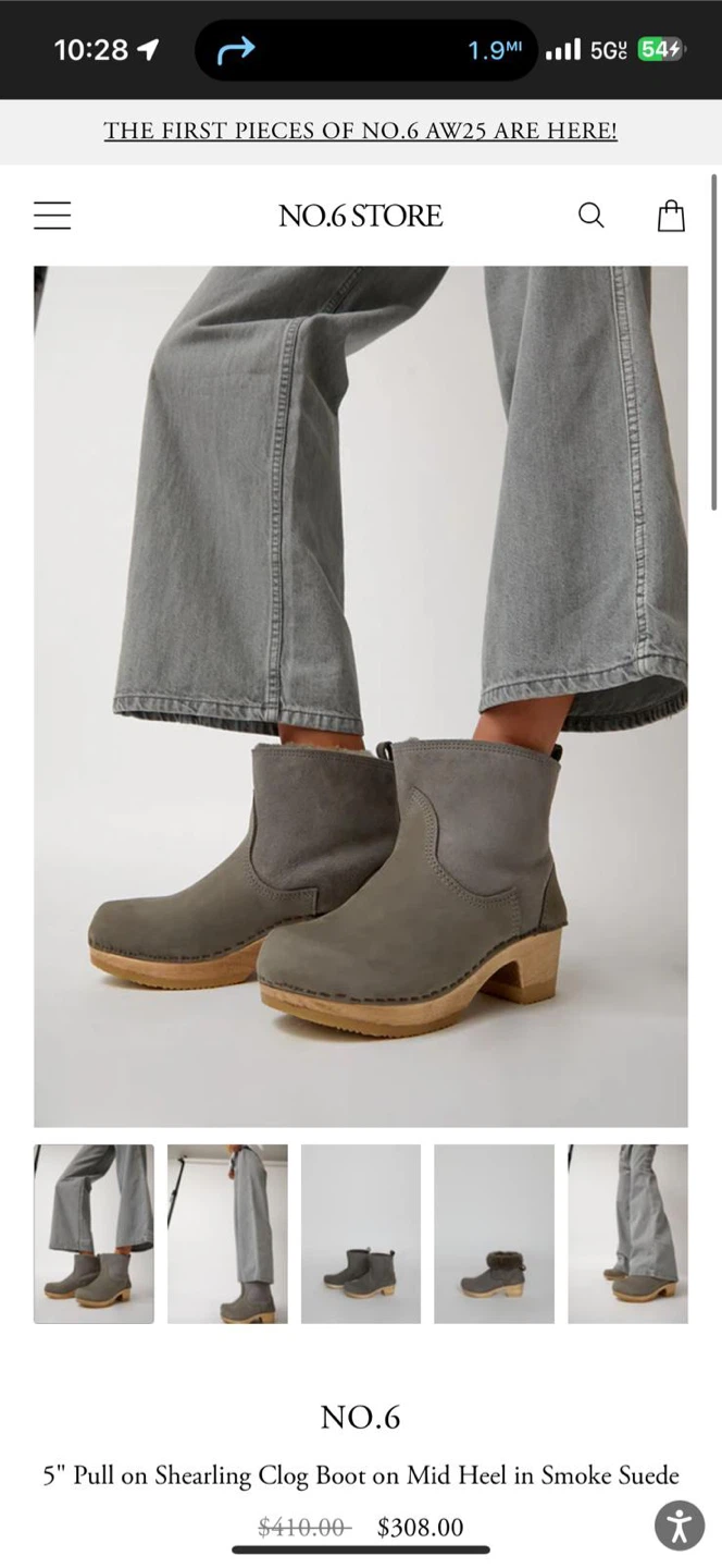 NO.6 5" Pull on Shearling Clog Boot