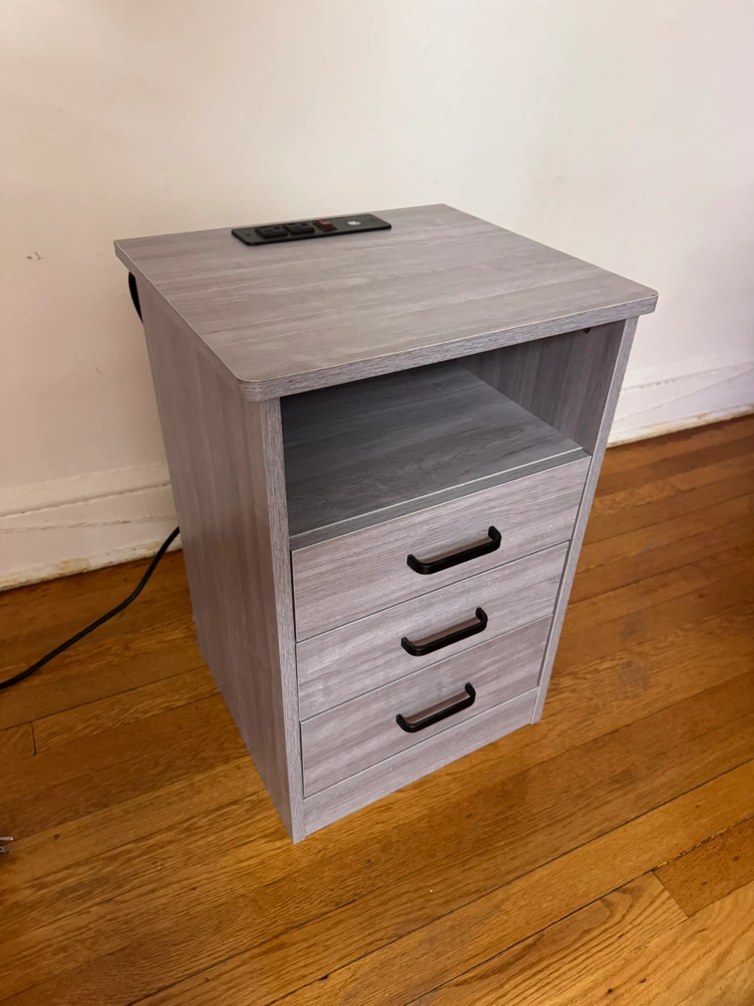 Gray 3-Drawer Nightstand - photo 3