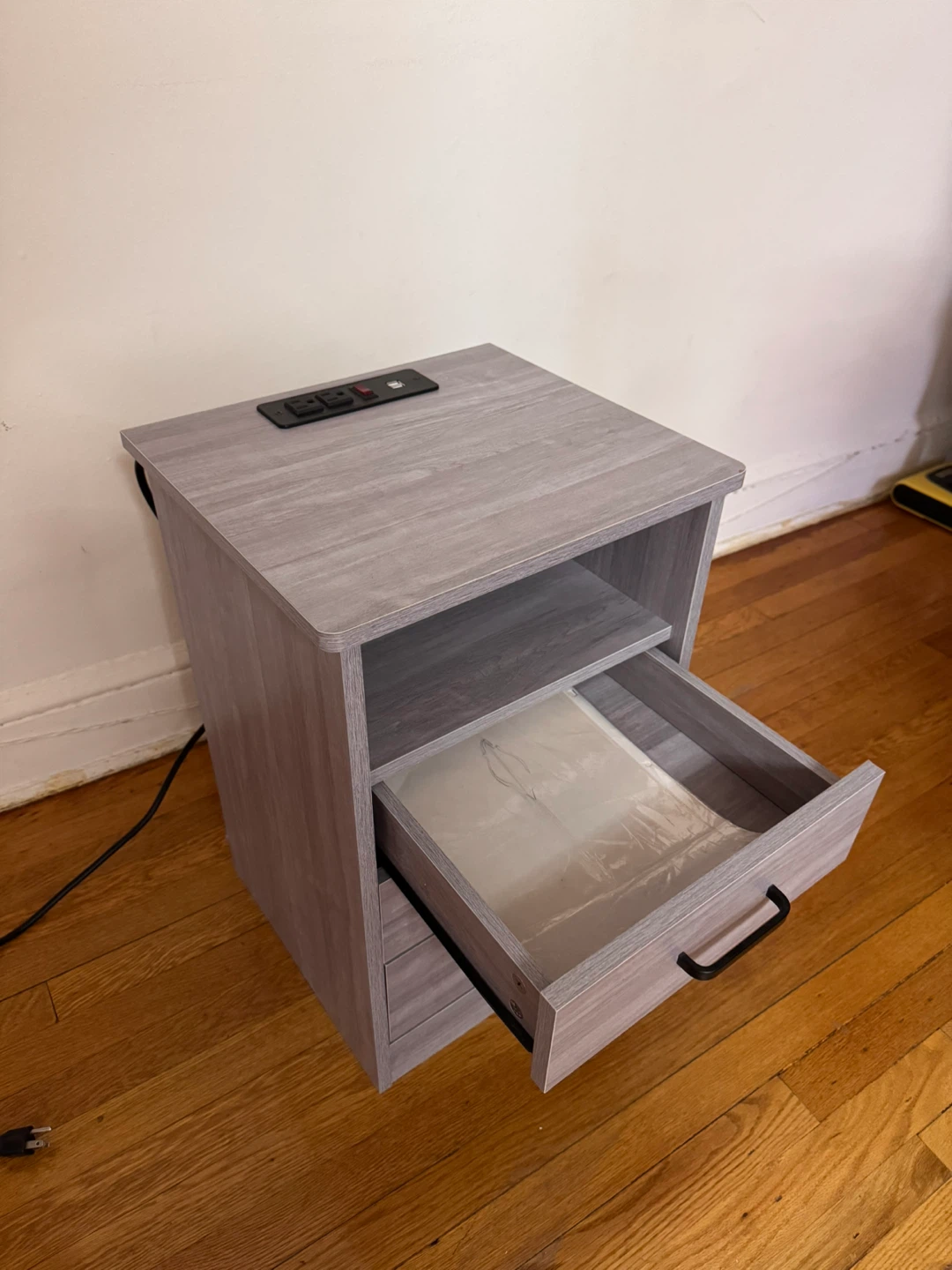Gray 3-Drawer Nightstand