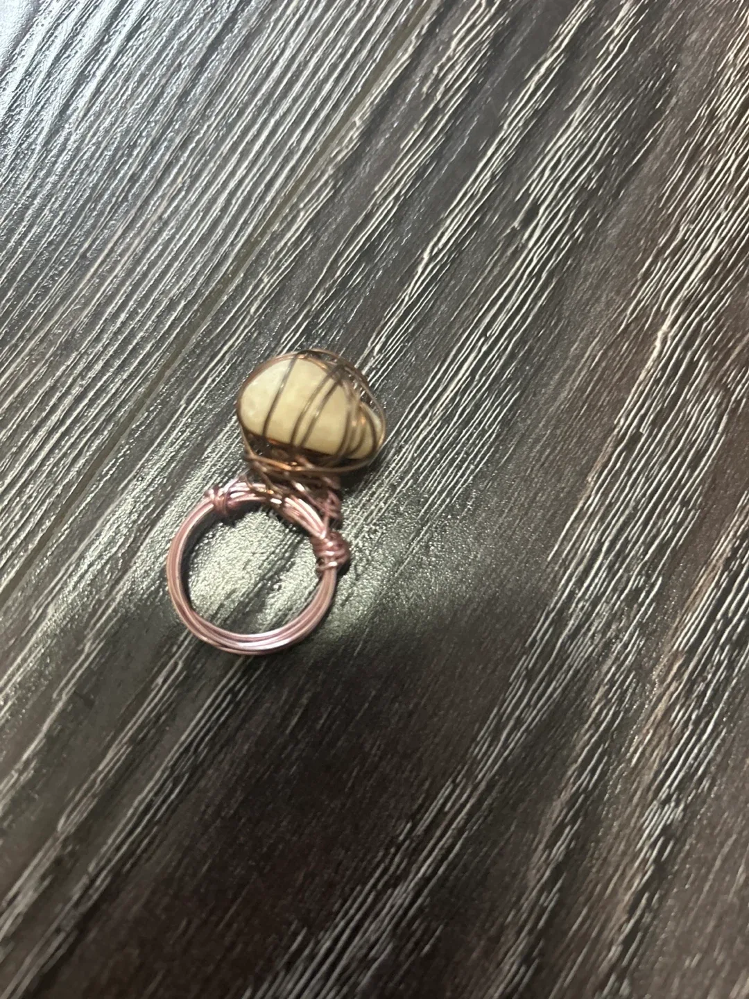 Handmade Stone Wire Ring - Unique Design thumbnail