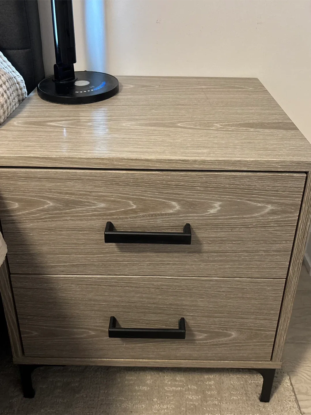 2 Wooden Nightstands (right and left of bed) with 2 Drawers image indicator(2)