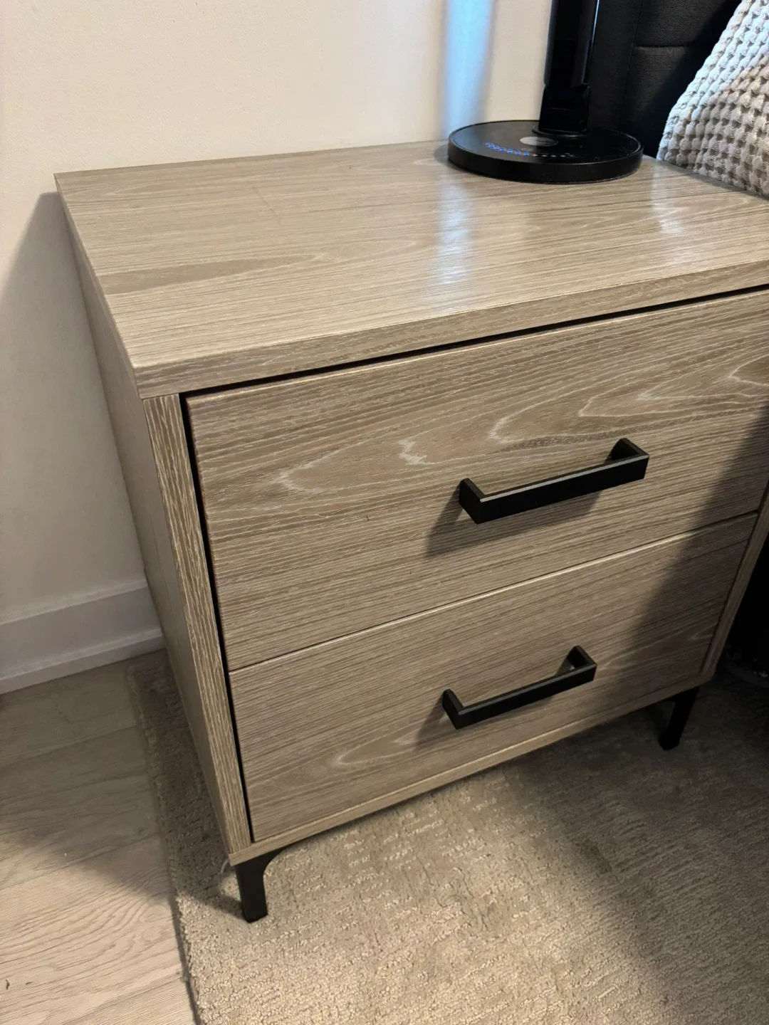2 Wooden Nightstands (right and left of bed) with 2 Drawers thumbnail