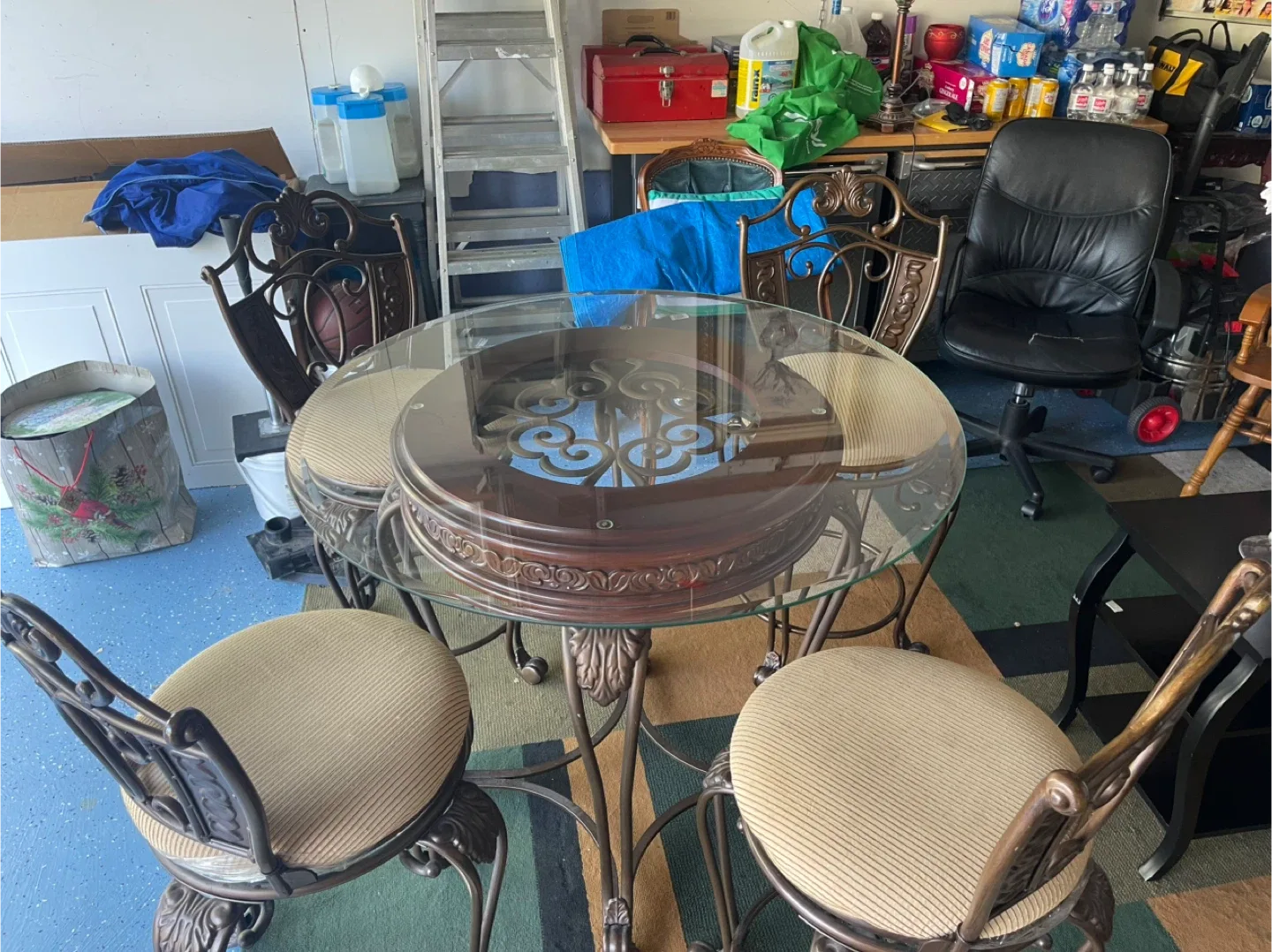 Glass Top Dining Table with 4 Chairs thumbnail