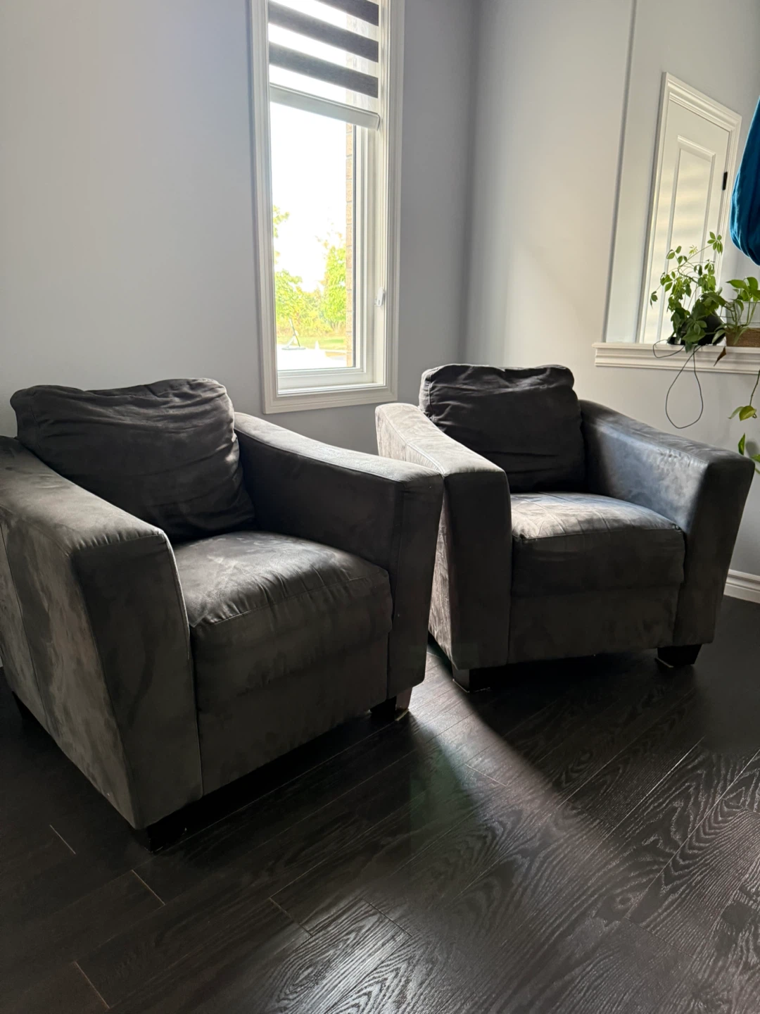 Comfortable Sued Grey Armchair