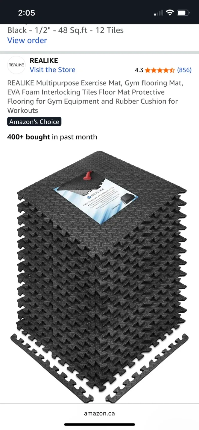 REALIKE Exercise Mat, Gym Flooring, 12 Tiles thumbnail