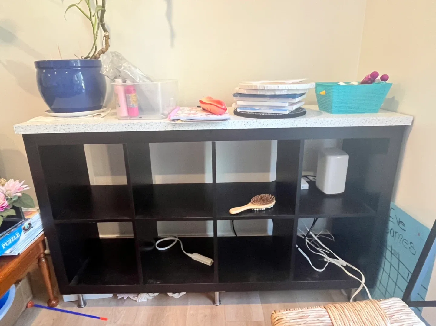 Black Shelf Unit with 8 Cubes thumbnail
