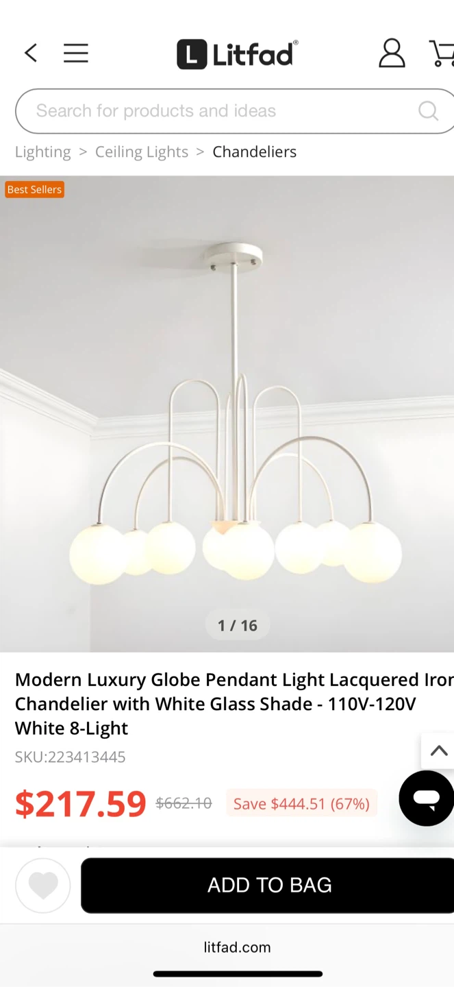 Modern White 8 Frosted Globe Chandelier - New in Box!