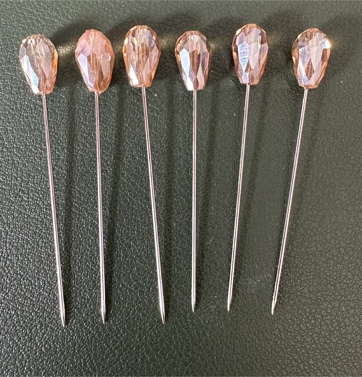 Peach Crystal Hat Pins (Set of 6) thumbnail