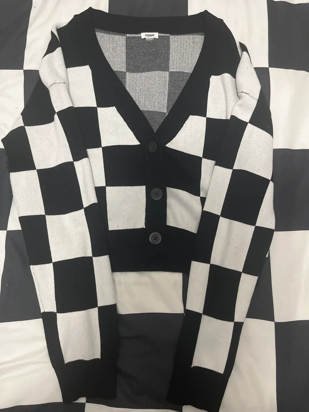 Garage Black and White Checkered Cardigan thumbnail