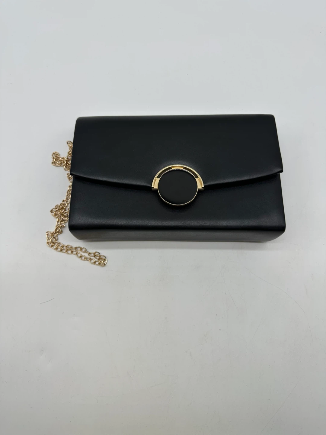 Le Chateau Black Clutch with Gold Chain