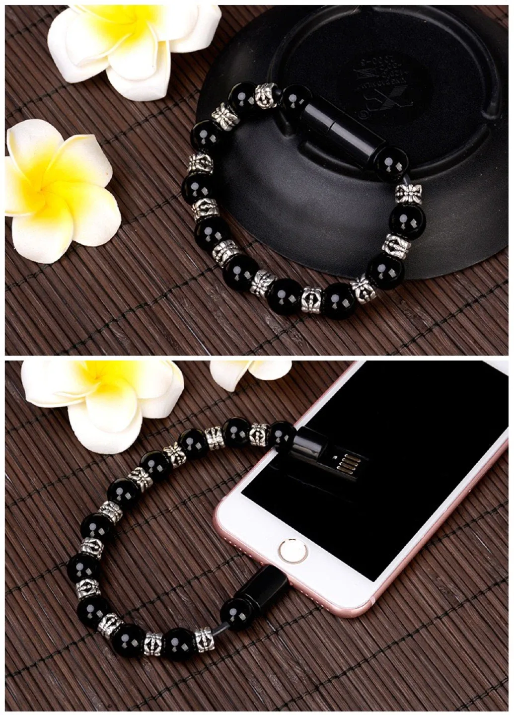 Beaded Bracelet Charging Cable lightning to usb image indicator(2)