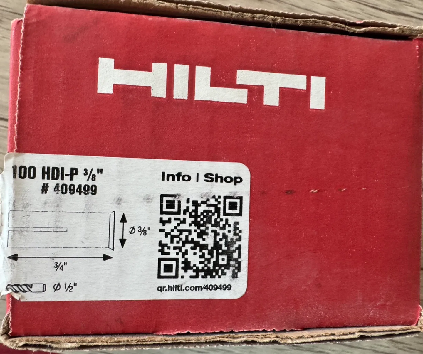 Hilti 100 HDI-P 3/8" Anchors (73 pieces Ieft in Box) image indicator(3)