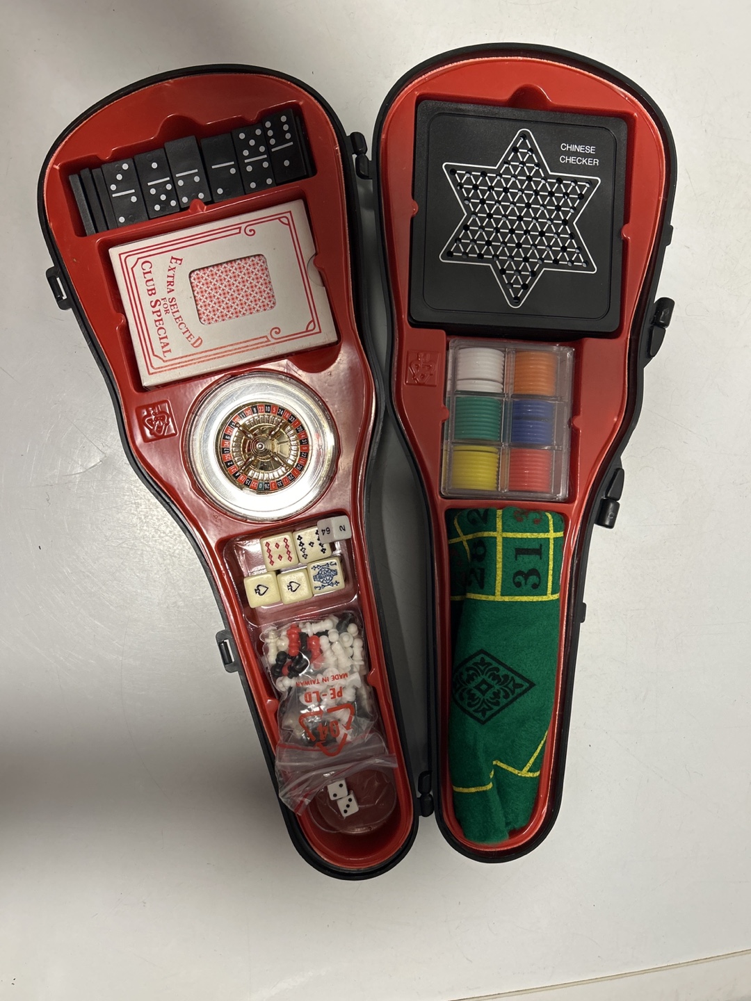 Casino Game Set with Roulette, Chinese Checkers, Dominoes