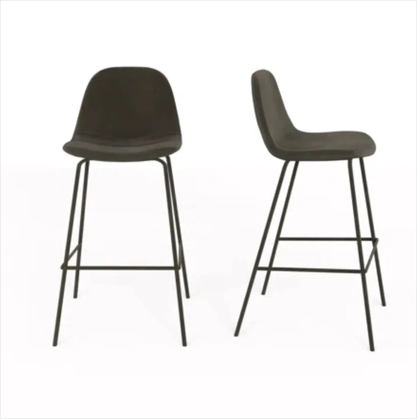 Modern Bar Stool - Black Metal Frame image indicator(2)