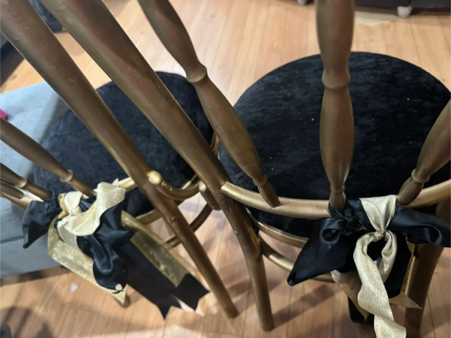 Gold Chairs with Black Cushions - Set of 4 image indicator(2)