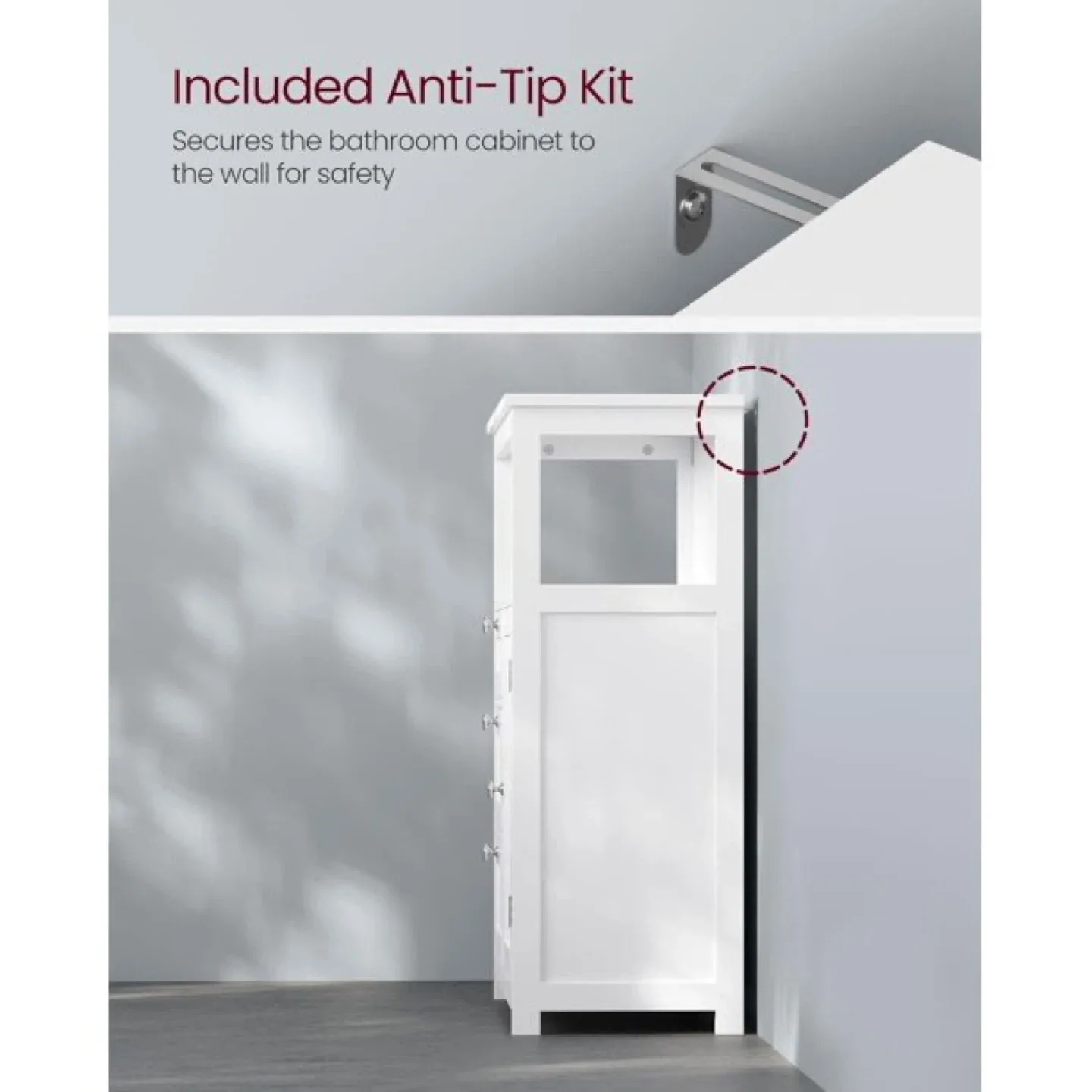 Vasagle White Bathroom Floor Cabinet with Storage UBBC542P31V1 image indicator(4)