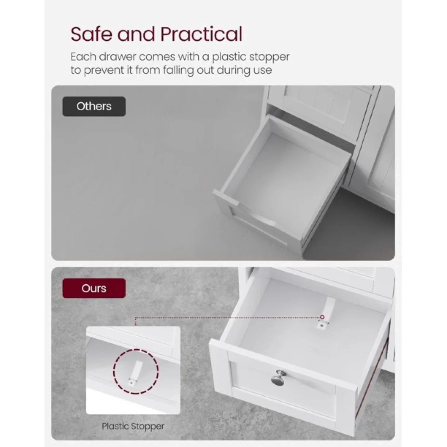 Vasagle White Bathroom Floor Cabinet with Storage UBBC542P31V1 image indicator(5)