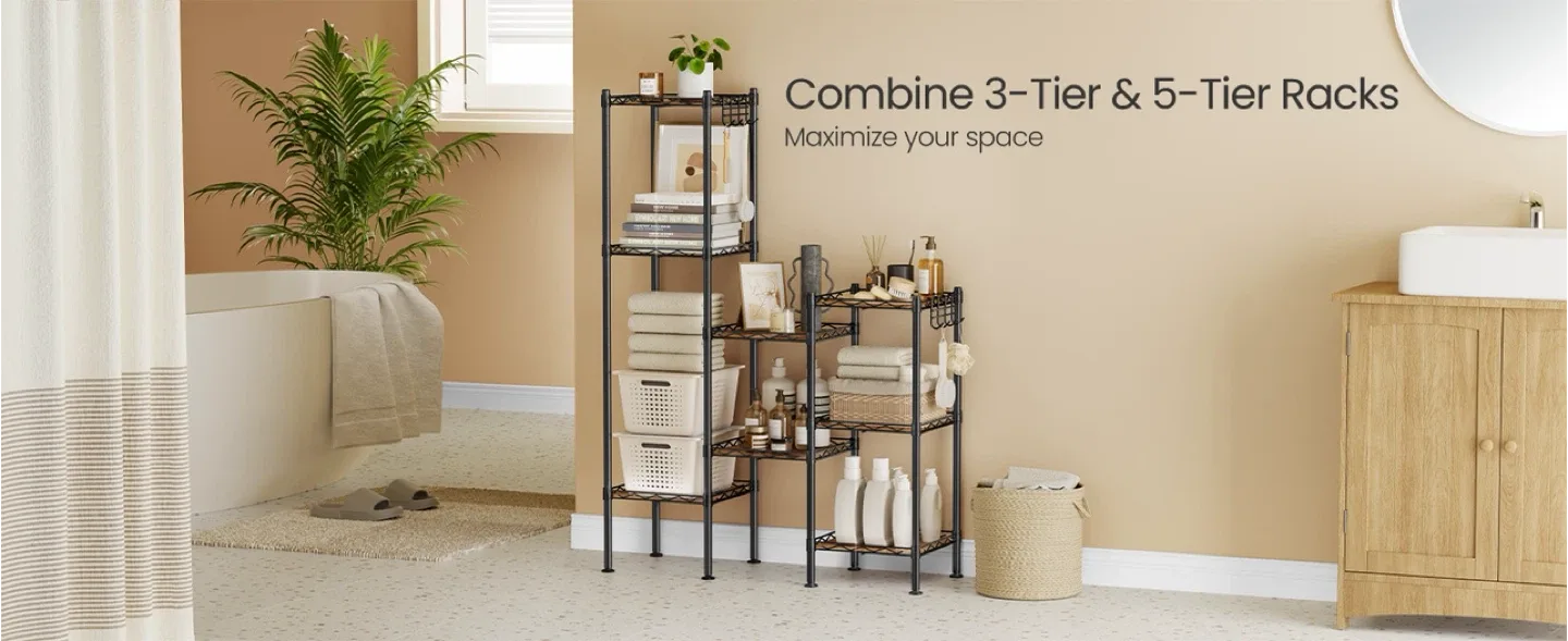 Songmics 5-Tier Bathroom Shelf, 11.8 x 11.8 x 48.6", LGR023B02 image indicator(4)