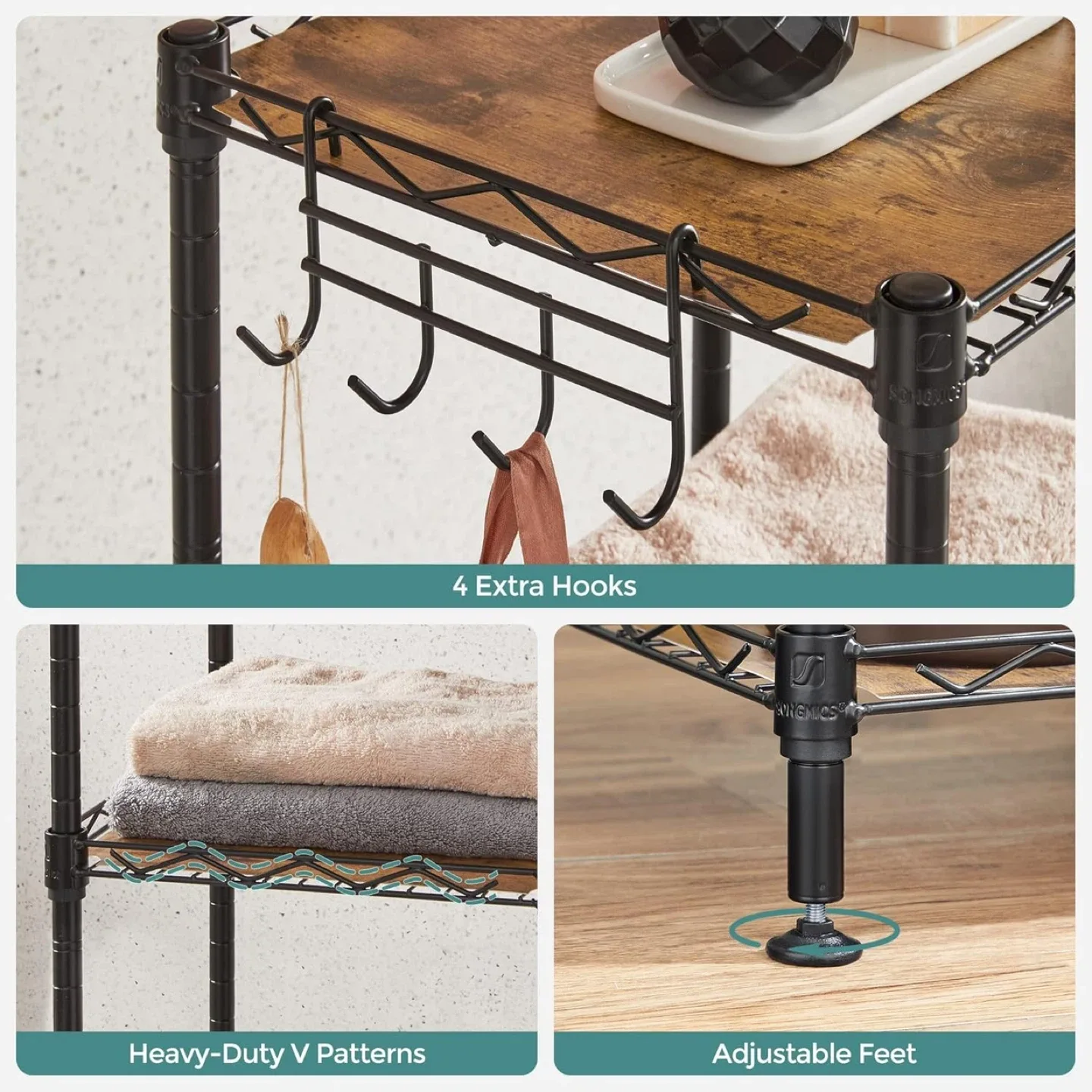 Songmics 5-Tier Bathroom Shelf, 11.8 x 11.8 x 48.6", LGR023B02 image indicator(3)