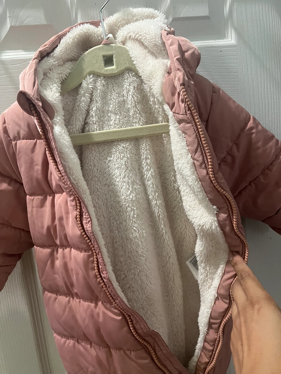 Pink Puffer Onesie with Hood - photo 3