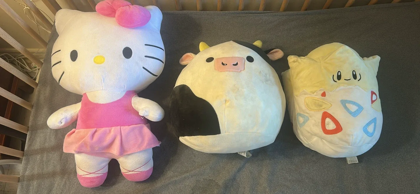 Hello Kitty, Cow, Togepi Plushies thumbnail