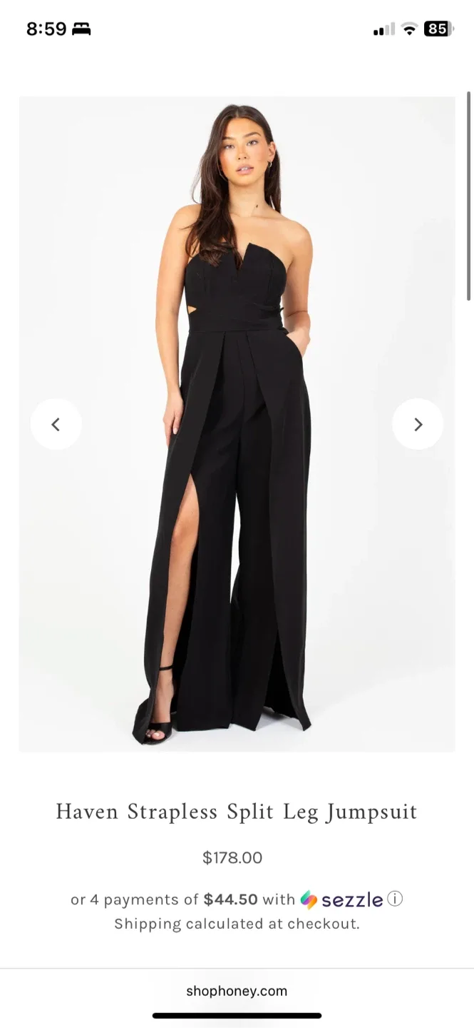 Split Leg Jumpsuit - red, size S