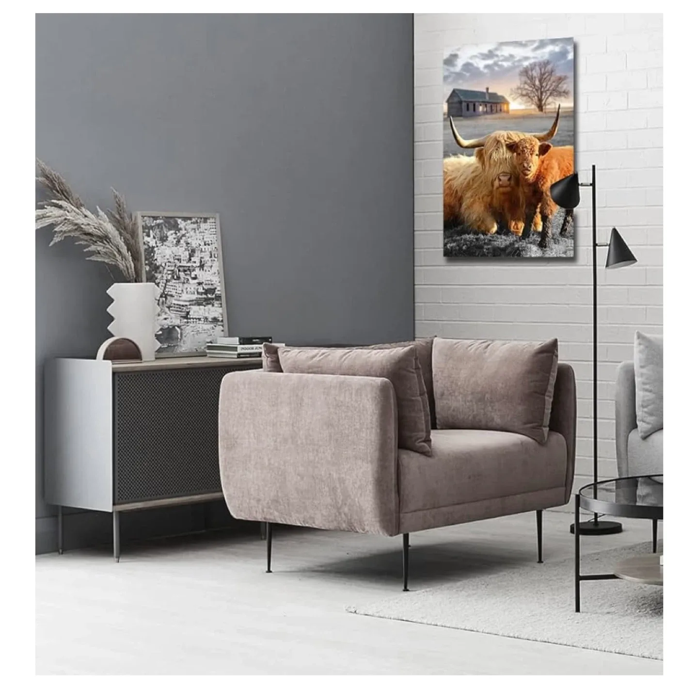 Highland Cow Canvas Wall Art 24x36 inches image indicator(2)