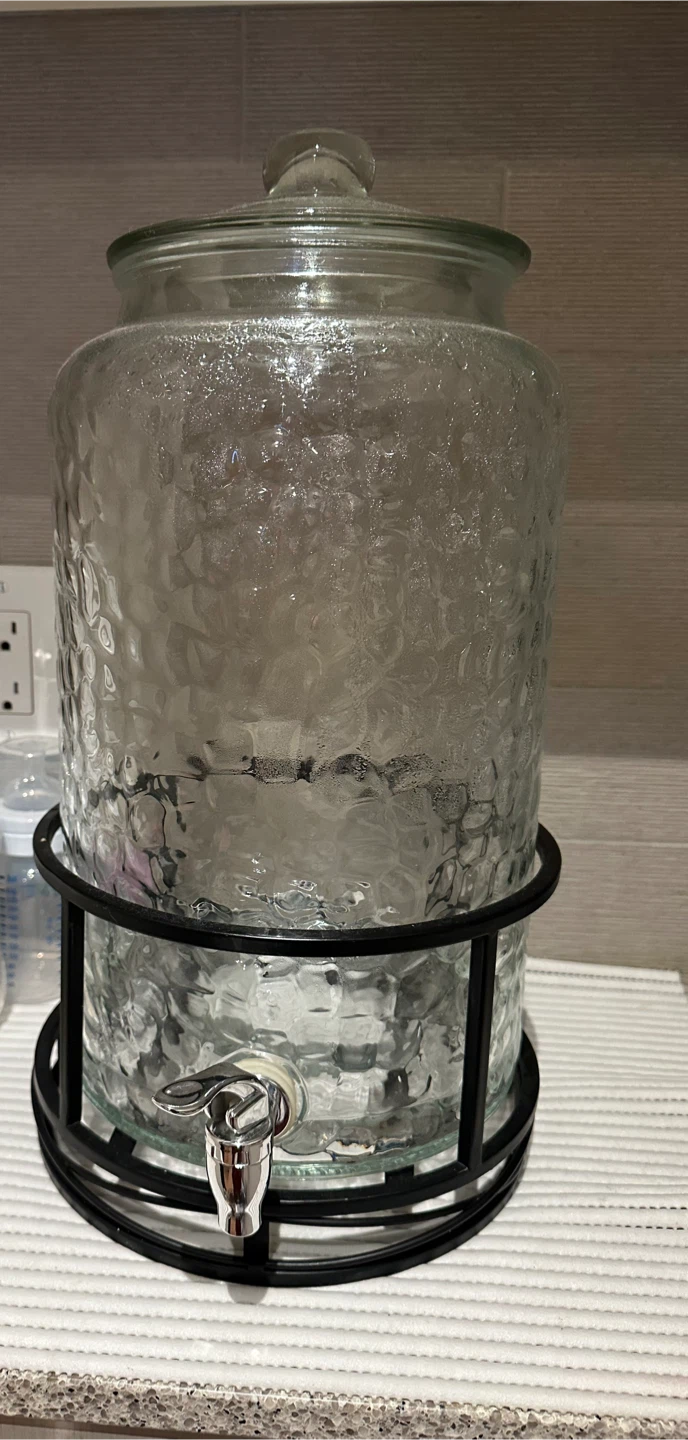 Glass Drink Dispenser with Metal Stand - photo 2