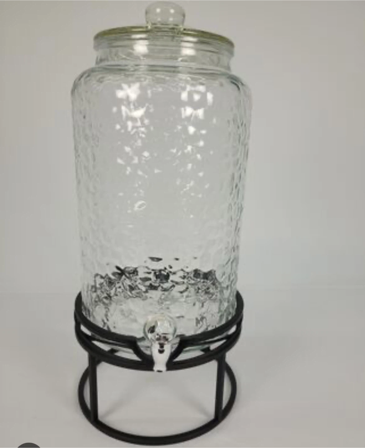 Glass Drink Dispenser with Metal Stand