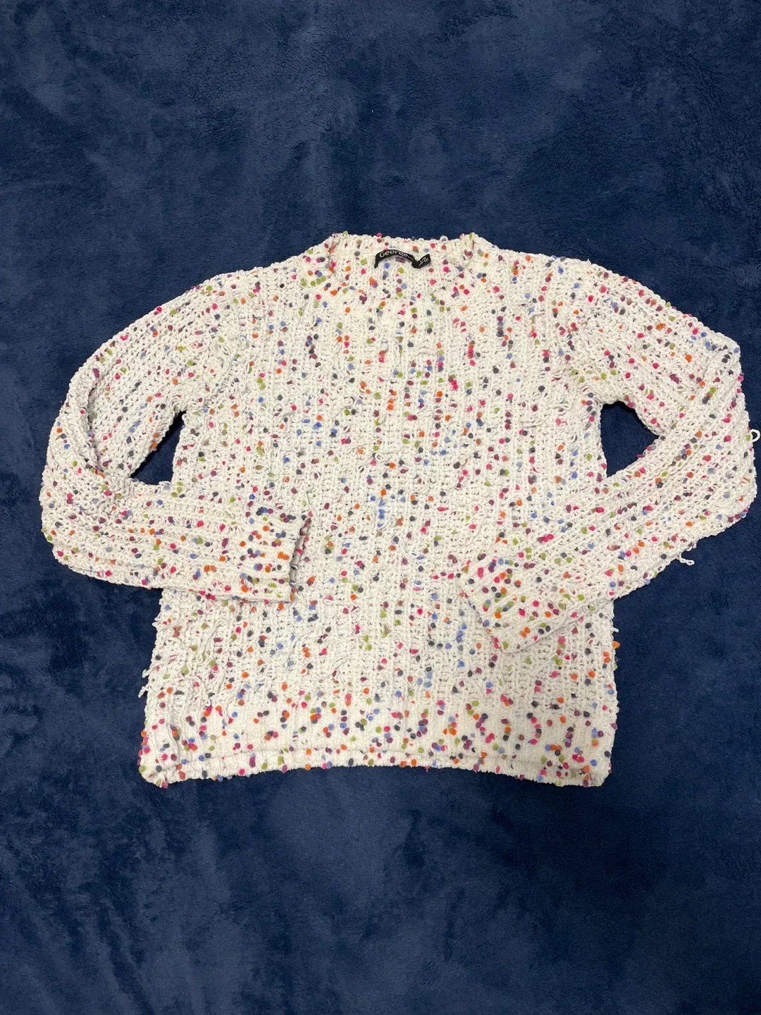 George White Knit Sweater with Colourful Dots - Size M image indicator(2)