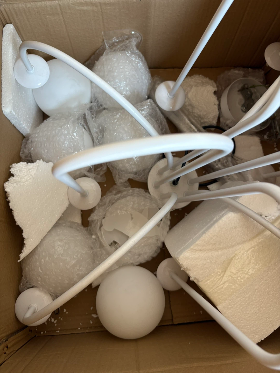 Modern White 8 Frosted Globe Chandelier - New in Box! - photo 2