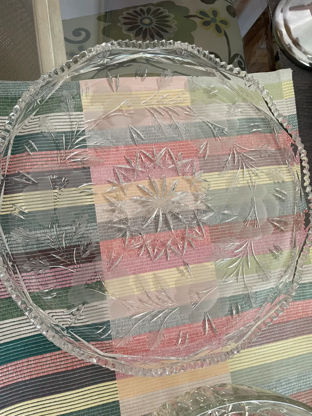 Clear  Handcut  Crystal Serving Platter thumbnail
