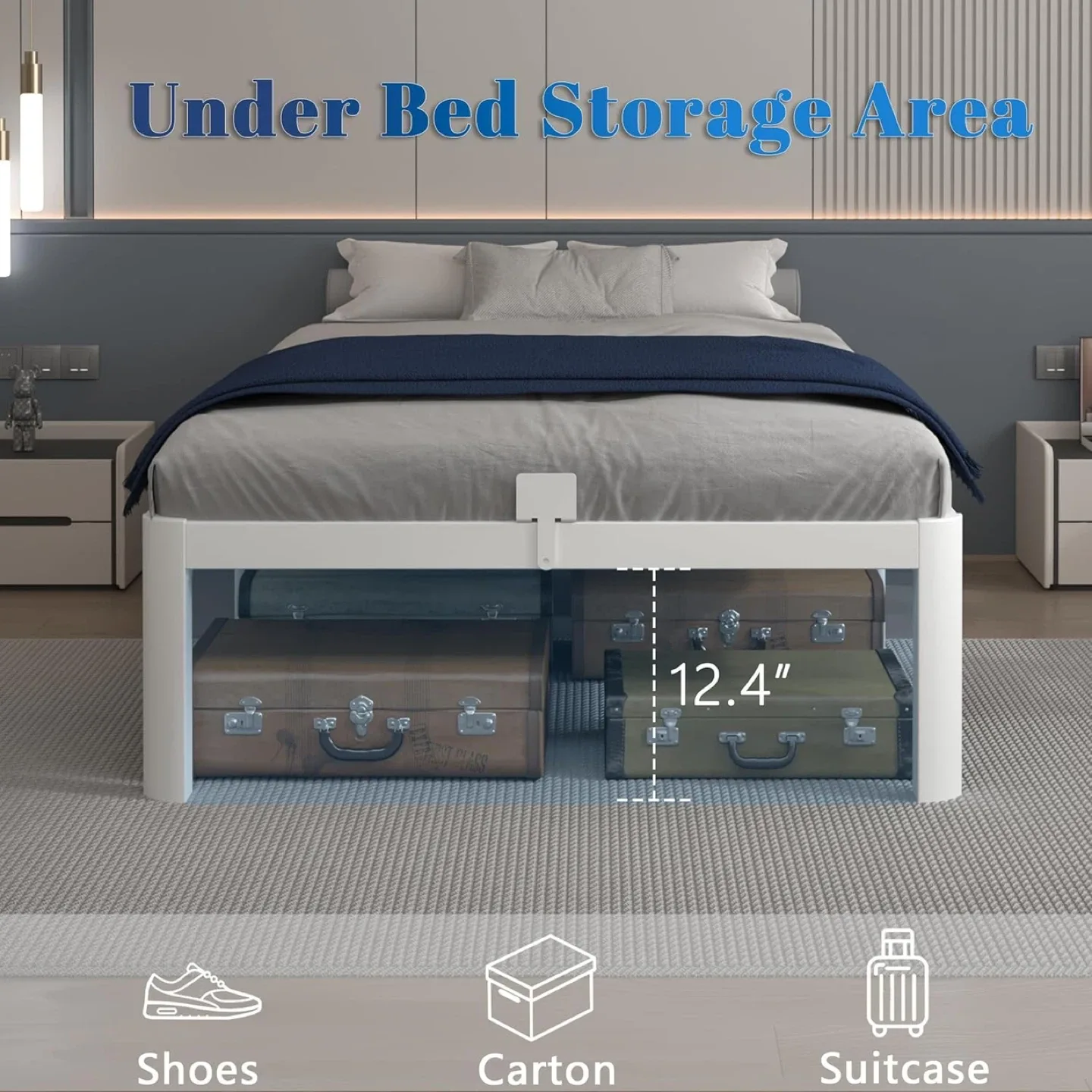 Twin bed frame, 14” high - White - Brand New image indicator(5)