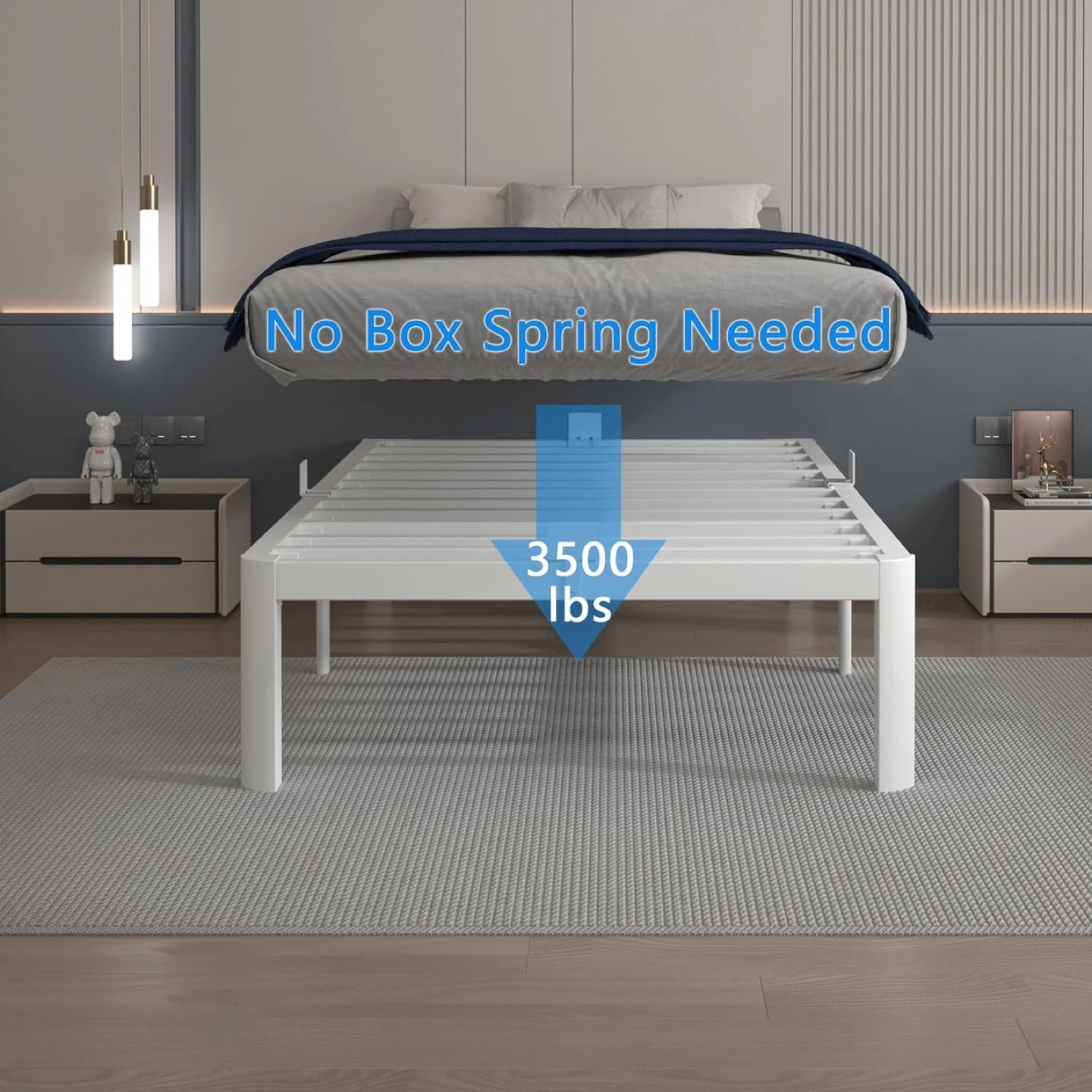 Twin bed frame, 14” high - White - Brand New - photo 3