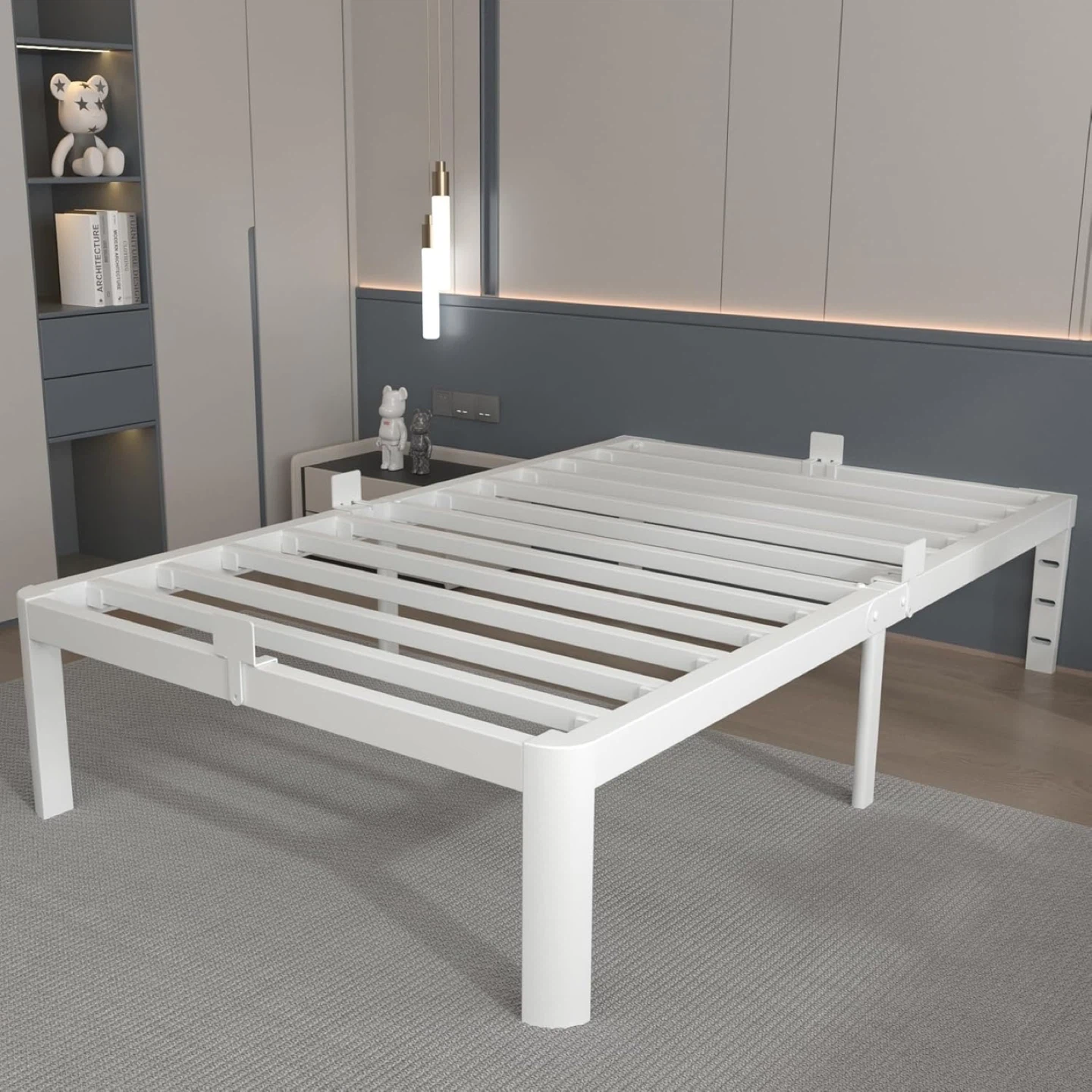 Twin bed frame, 14” high - White - Brand New - photo 2