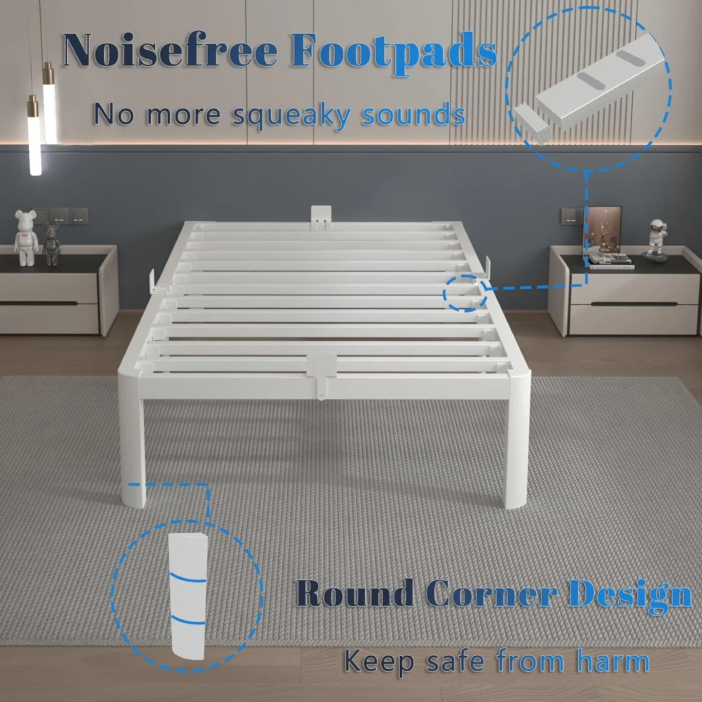 Twin bed frame, 14” high - White - Brand New image indicator(4)