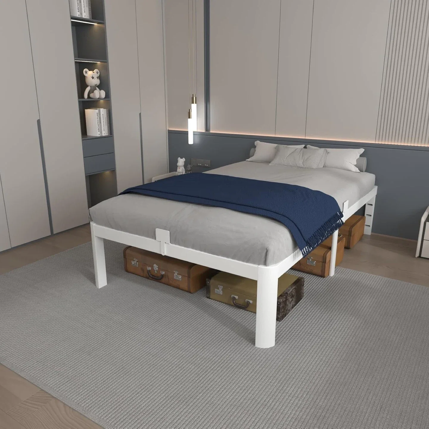 Twin bed frame, 14” high - White - Brand New thumbnail