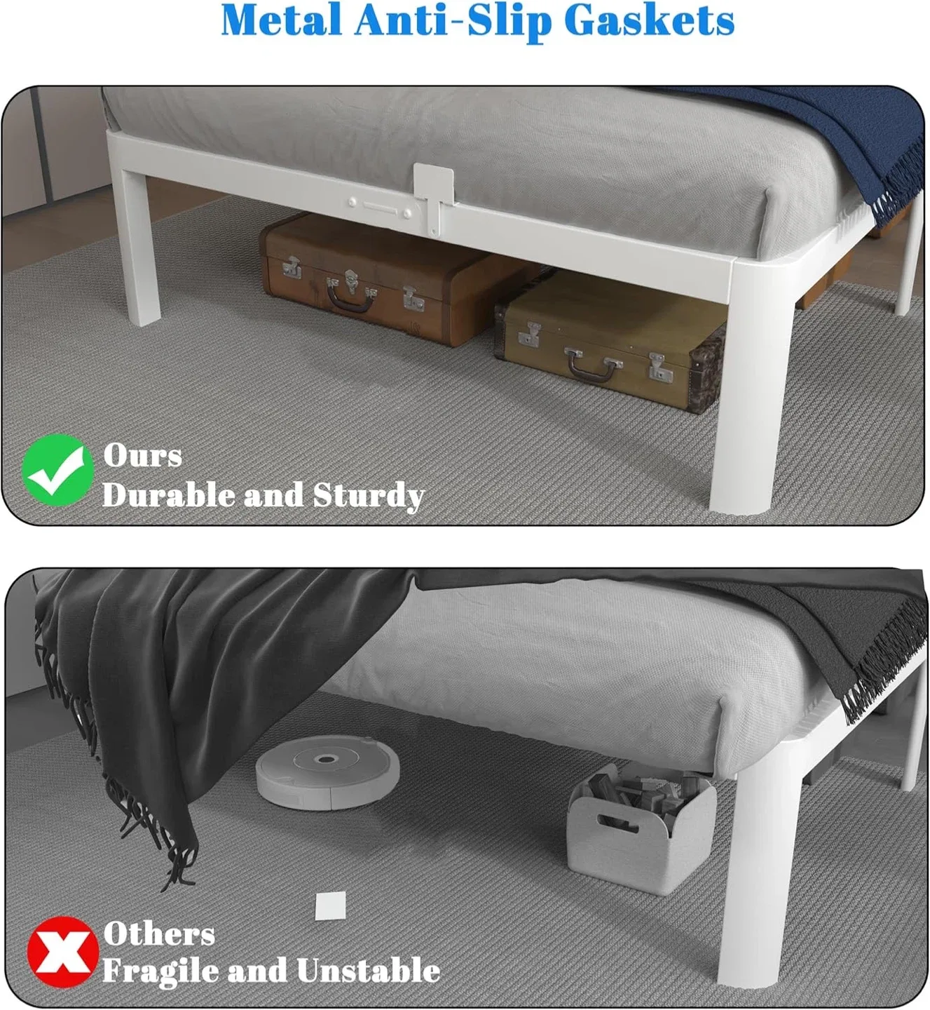 Twin bed frame, 14” high - White - Brand New image indicator(6)