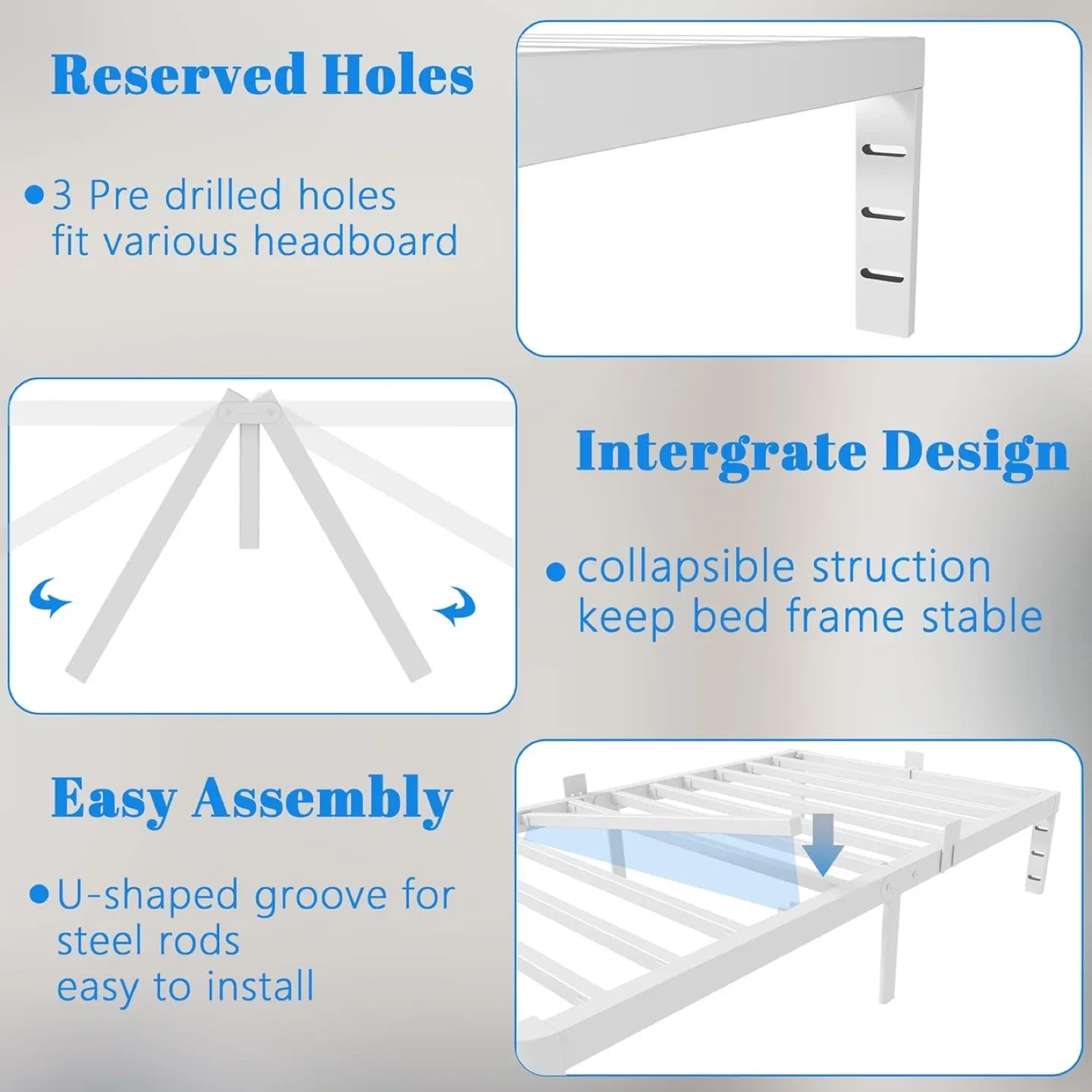 Twin bed frame, 14” high - White - Brand New image indicator(8)