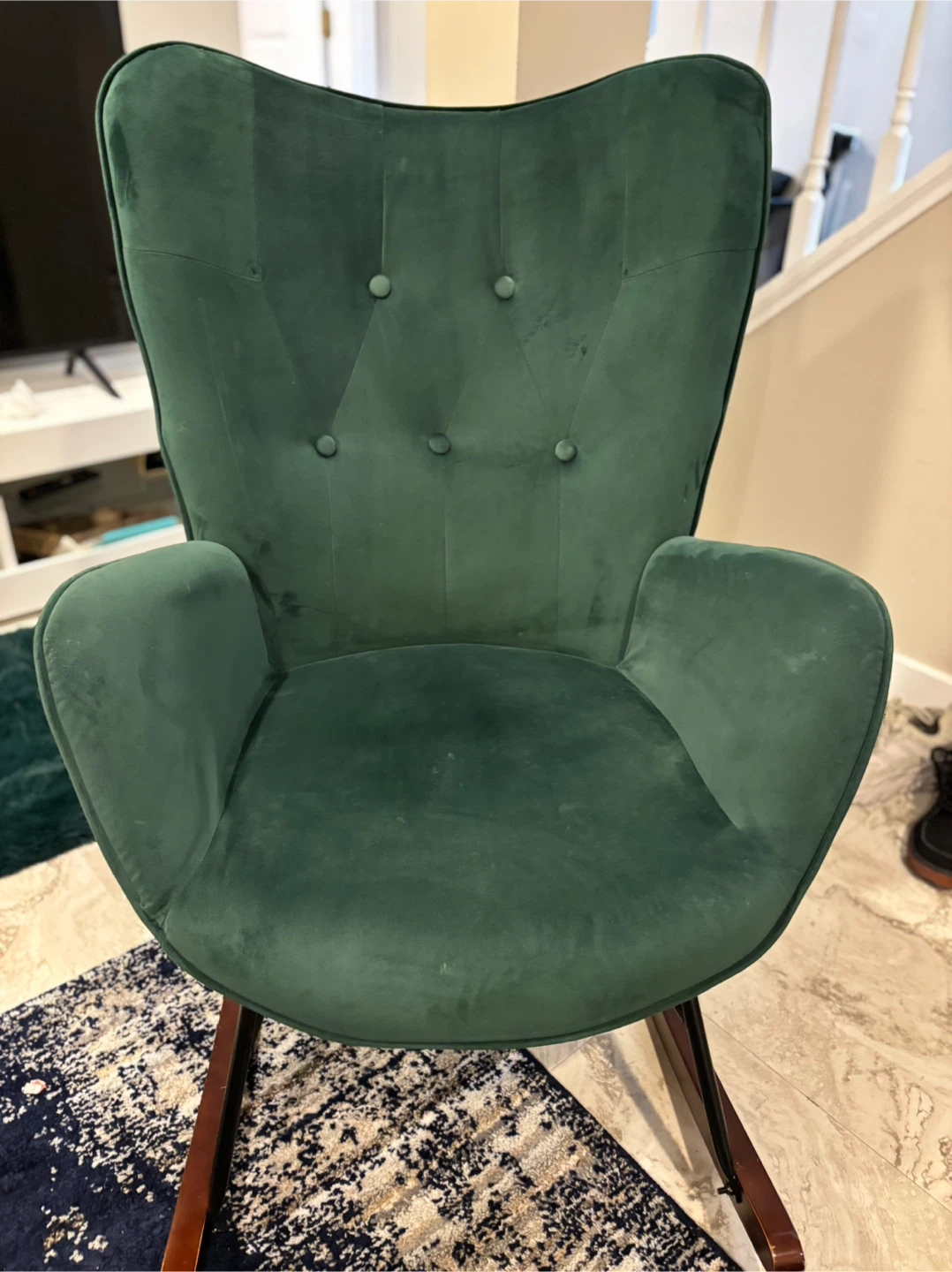 Green Velvet Rocking Chair - photo 2