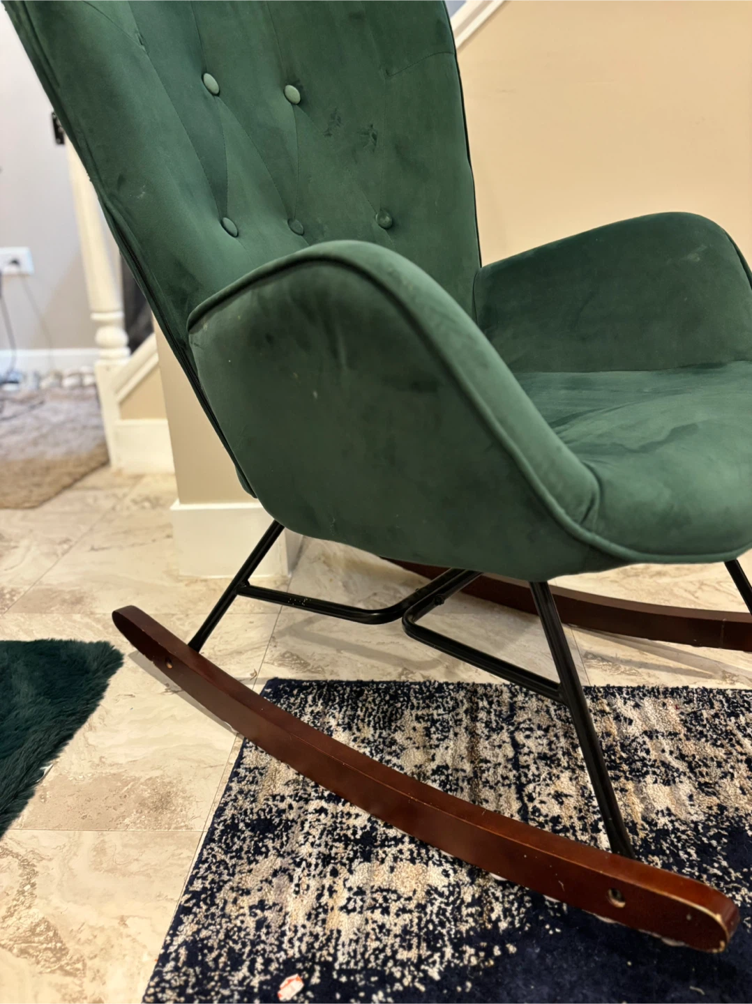 Green Velvet Rocking Chair