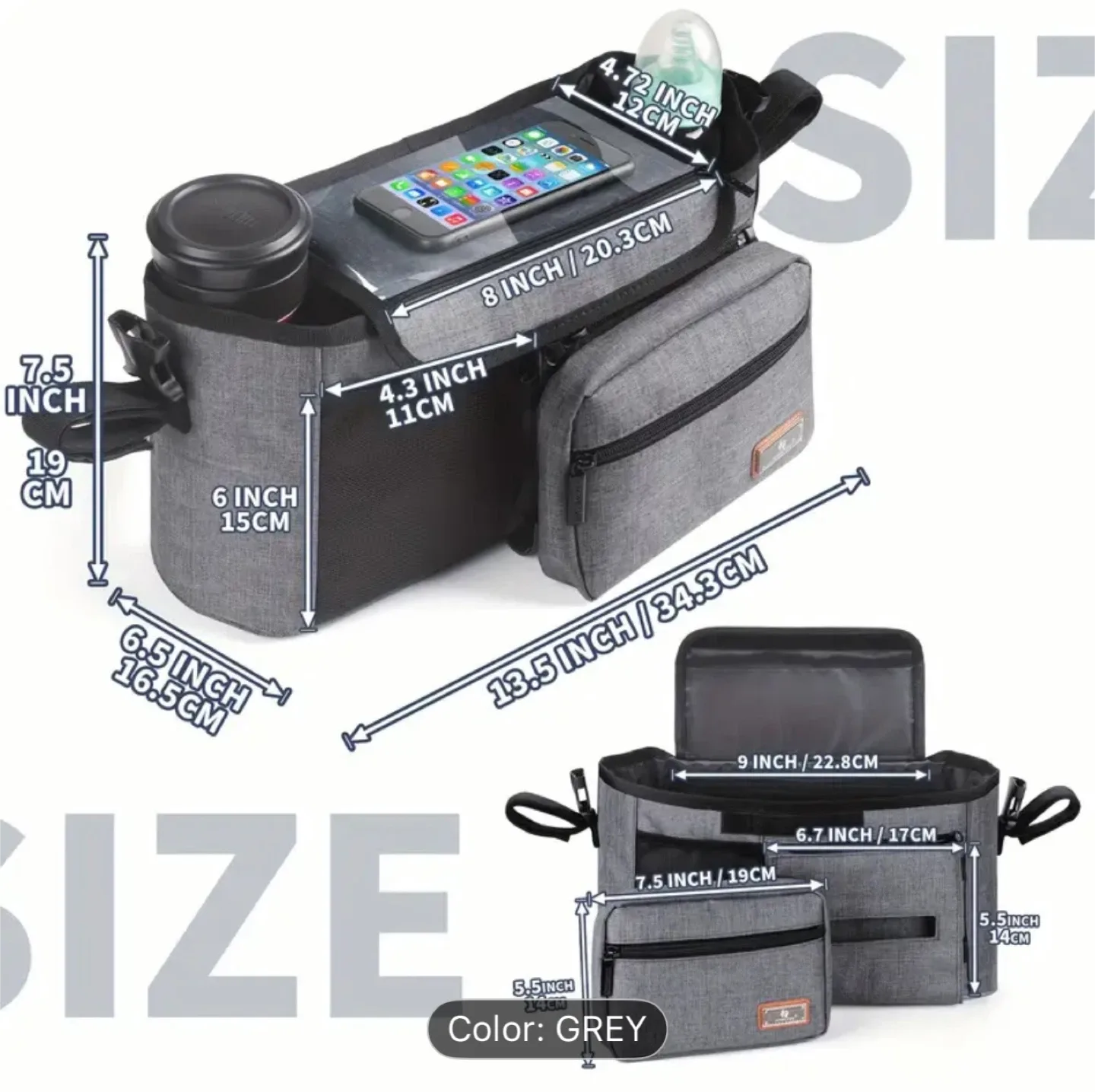 Grey Stroller Organizer Bag image indicator(3)